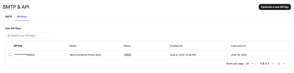 Points & Rewards for WooCommerce - Brevo API key Attributes