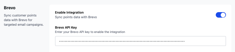 Points & Rewards for WooCommerce - Brevo Integration API Key
