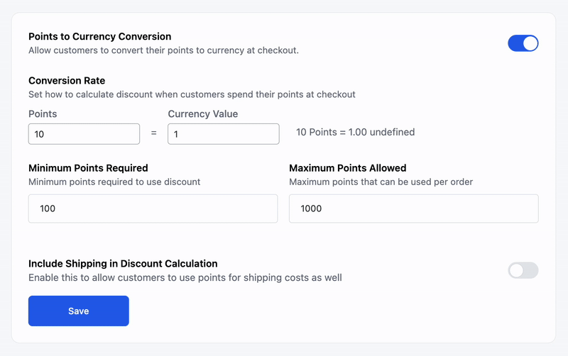 WPGens Points and Rewards - Shipping discount