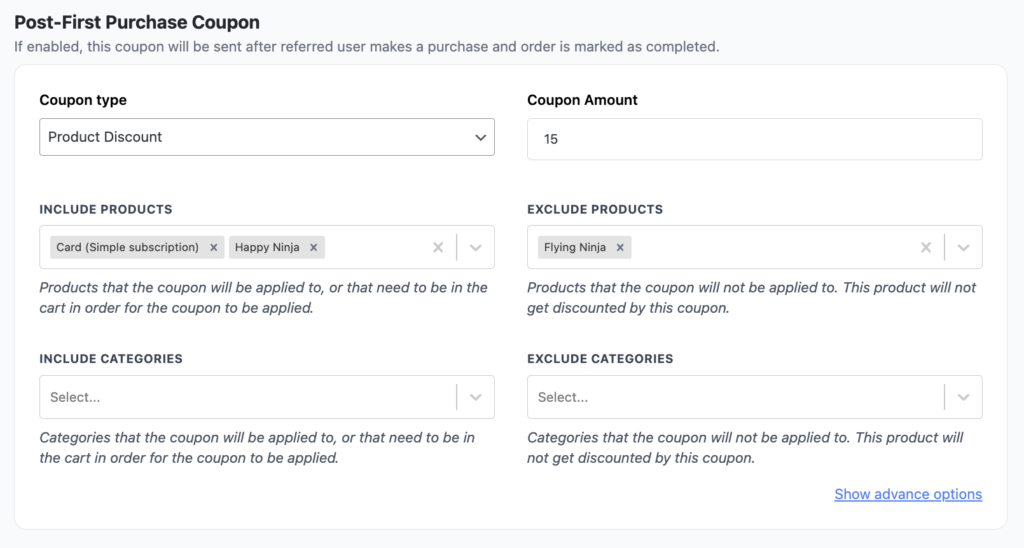 WooCommerce Refer a Friend Friend Reward Post-First Purchase Coupon