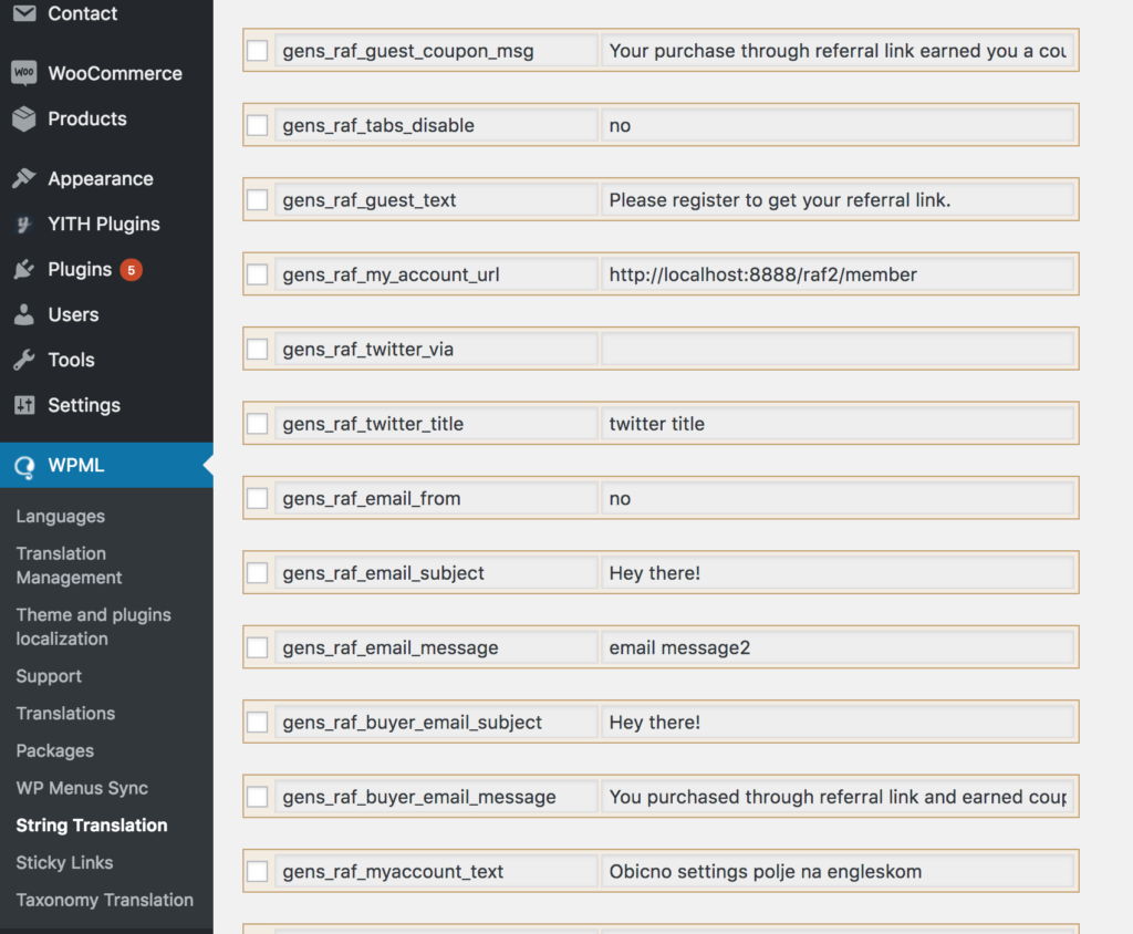 woocommerce refer a friend wpml string translation